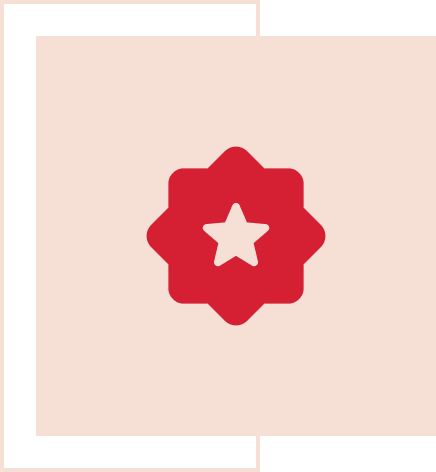 Here's an alt tag for the image: Red star award badge.