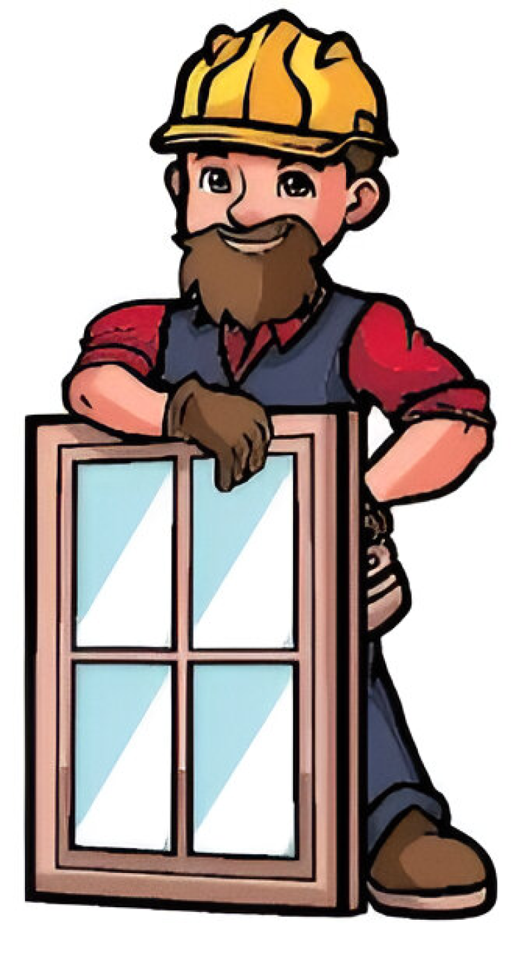 Here's an alt tag for the image: Smiling window installer holding new window.